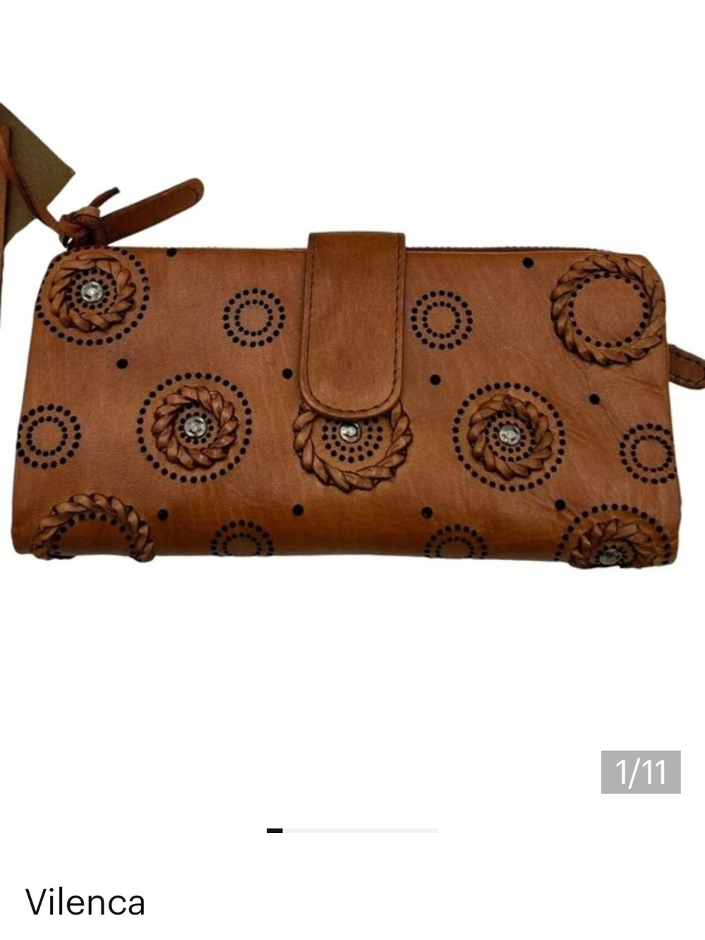 Vilenca Leather Eyelet Detail Wallet - Brown - Picture 7 of 10